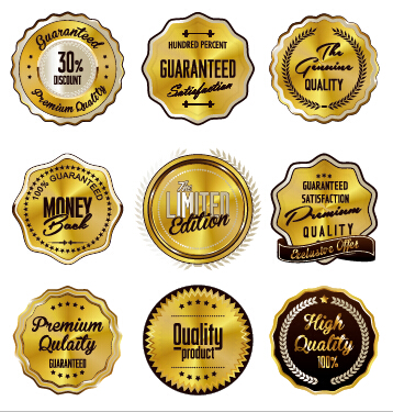 Quality label with badge vintage style vector 01