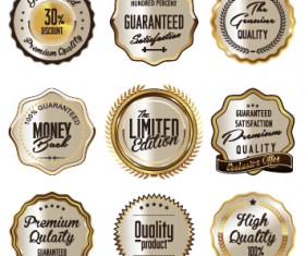 Quality label with badge vintage style vector 02
