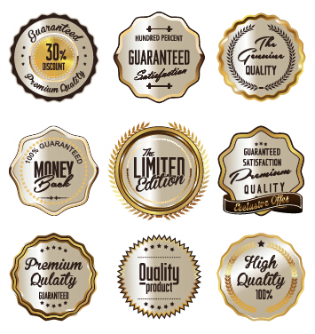 Quality label with badge vintage style vector 02 free download