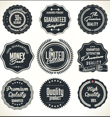 Quality label with badge vintage style vector 03