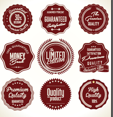 Quality label with badge vintage style vector 04