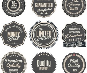Quality label with badge vintage style vector 08