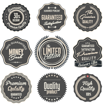 Quality label with badge vintage style vector 08