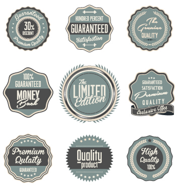 Quality label with badge vintage style vector 09