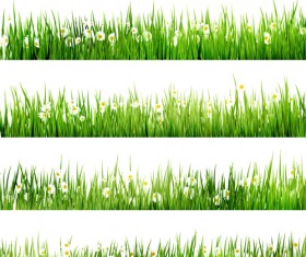 Realistic grass borders design vector 04