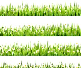 Realistic grass borders design vector 05