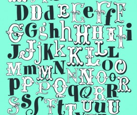 Retro alphabet set vector material 01