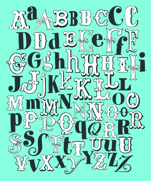 Retro alphabet set vector material 01