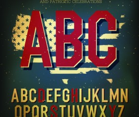 Retro alphabet set vector material 02