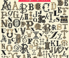 Retro alphabet set vector material 03