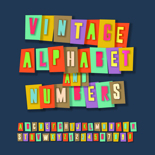 Retro alphabet set vector material 04