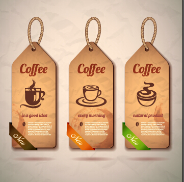 Retro cardboard coffee tags vector design 02
