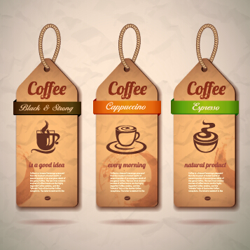Retro cardboard coffee tags vector design 04