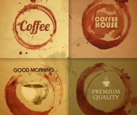 Retro design coffee label vector 01