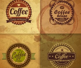 Retro design coffee label vector 02