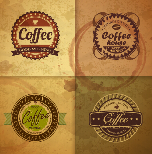 Retro design coffee label vector 02