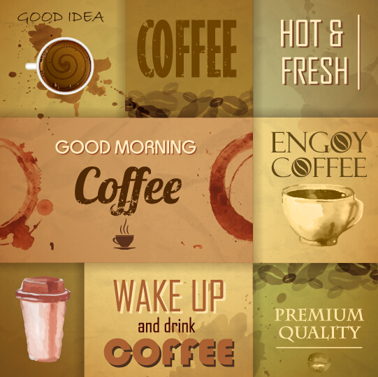 Retro design coffee menu cover vector 01