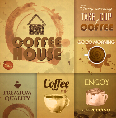 Retro design coffee menu cover vector 02