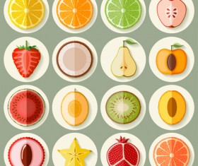 Retro fruit icons design graphics vector