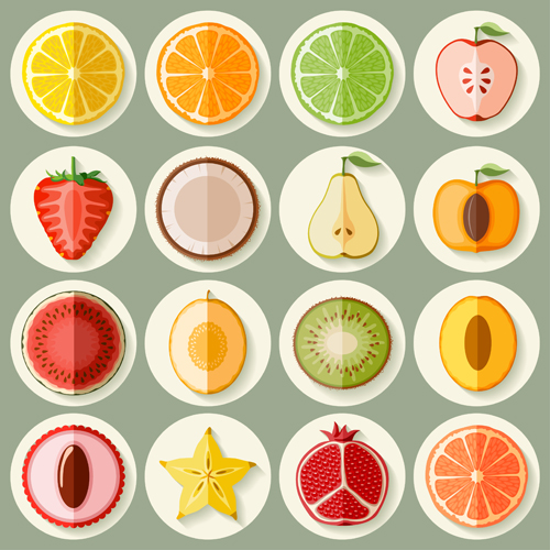 Retro fruit icons design graphics vector
