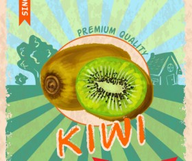 Retro grunge kiwi poster vector