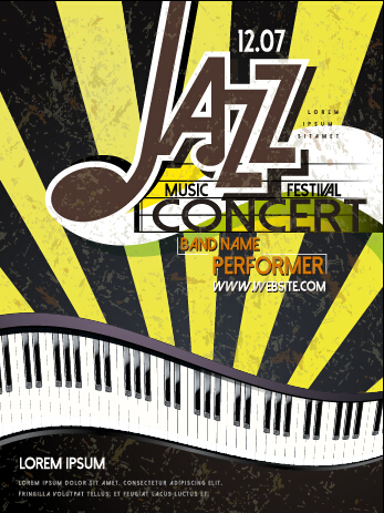 Retro music concert flyer cover design vector 02