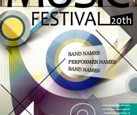 Retro music concert flyer cover design vector 06