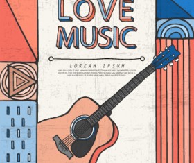 Retro music concert flyer cover design vector 07