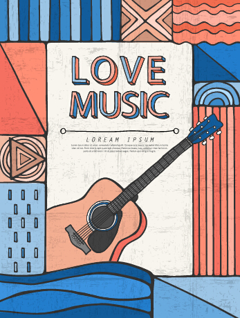 Retro music concert flyer cover design vector 07