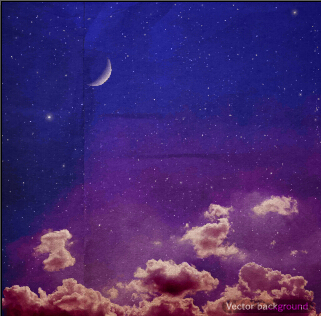 Retro night sky vector background 02
