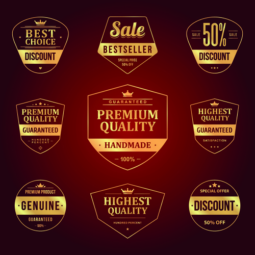Retro premium quality sale labels vector set 01