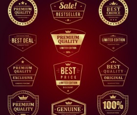 Retro premium quality sale labels vector set 02