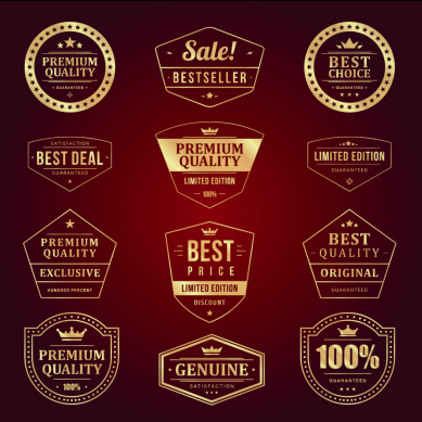 Retro premium quality sale labels vector set 02