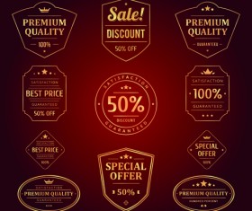 Retro premium quality sale labels vector set 04