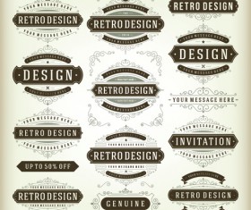 Retro ribbon labels design graphics vector 01