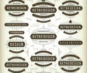 Retro ribbon labels design graphics vector 02