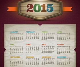 Retro style calendar 2015 graphics vector 01