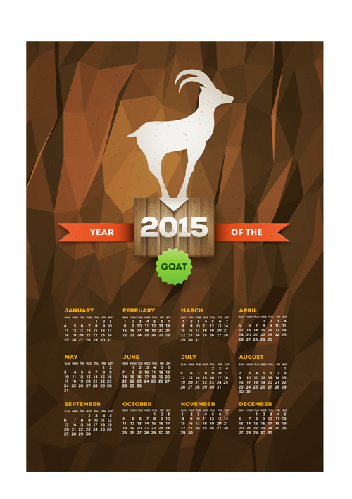 Retro style calendar 2015 graphics vector 02