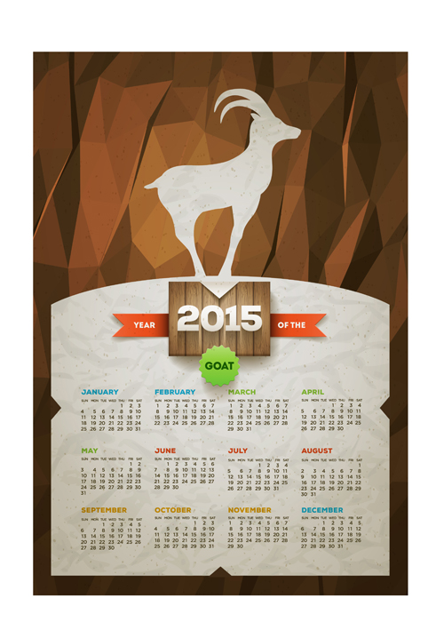 Retro style calendar 2015 graphics vector 03