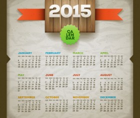 Retro style calendar 2015 graphics vector 04