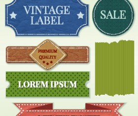 Ribbon and label retro design vector graphics 01