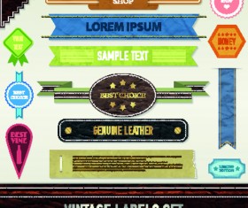 Ribbon and label retro design vector graphics 05