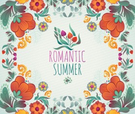 Romantic summer floral cards design vector 01