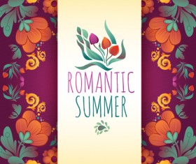 Romantic summer floral cards design vector 02