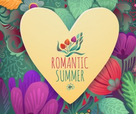 Romantic summer floral cards design vector 03