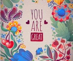 Romantic summer floral cards design vector 07