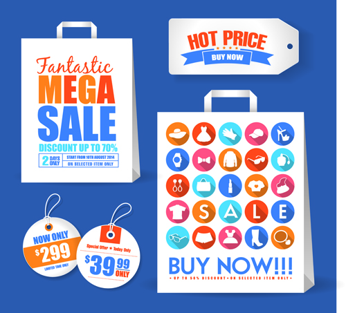 Sale bag with tags vector material