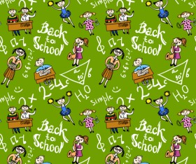 School elements with students seamless pattern vector 01