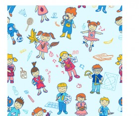 School elements with students seamless pattern vector 02