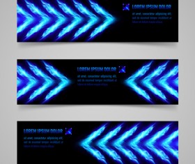 Shiny blue elements banners vector set 01